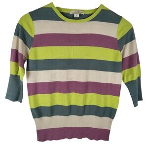 Forever 21 Colorblock Stripe Knit Colorful Sweatshirt Y2K Retro Dopamine Sz M
